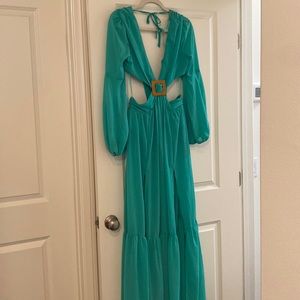 Turquoise maxi dress. New with tags. Pet free/smoke free home. Final sale.